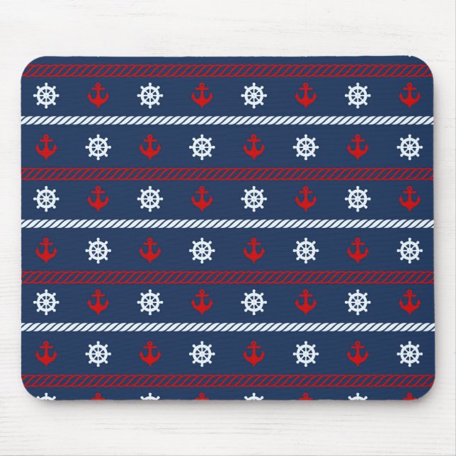 Tapis De Souris Motif blanc et bleu rouge d'océan (Devant)