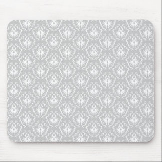 Tapis De Souris Motif blanc et gris élégant. Damassé