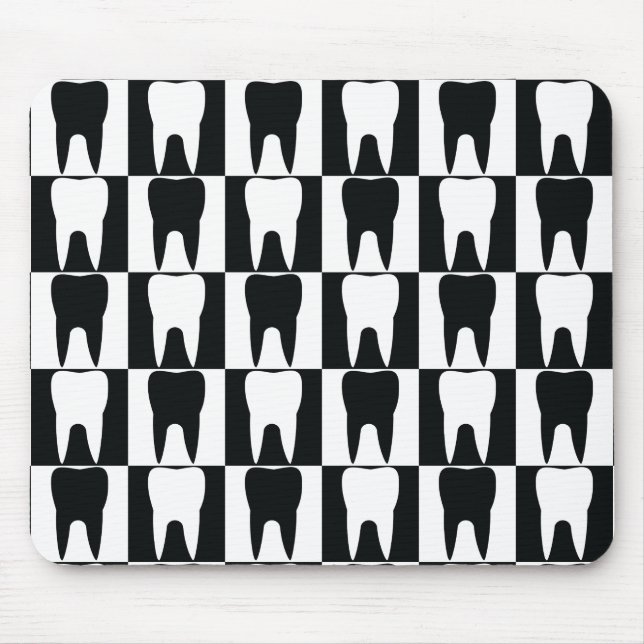 Tapis De Souris Motif blanc et noir de dents (Devant)