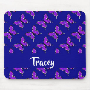 Tapis De Souris motif bleu des papillons de nom personnalisé