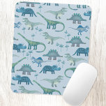 Tapis De Souris Motif bleu Dinosaures<br><div class="desc">Beaucoup de dinosaures bleus,  Tyrannosaurus rex,  Spinosaurus,  Stegosaurus,  Diplodocus et Tricératops. À l'aide !</div>