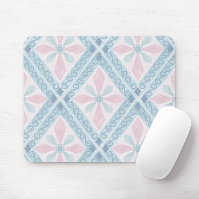 Tapis De Souris motif bleu en forme de diamant (Avec souris)