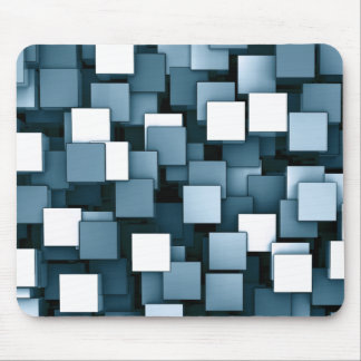 Tapis De Souris Motif bleu futuriste abstrait de Voxel de cube