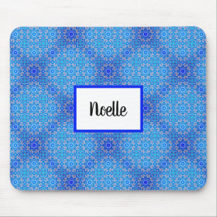 Tapis De Souris Motif bleu Mandala Boho Nom Mousepad