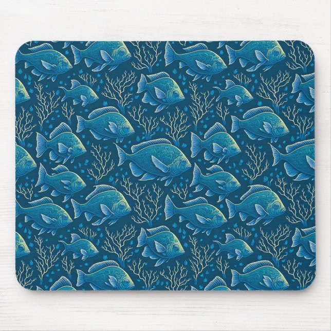 Tapis De Souris Motif bleu poisson sans mer (Devant)