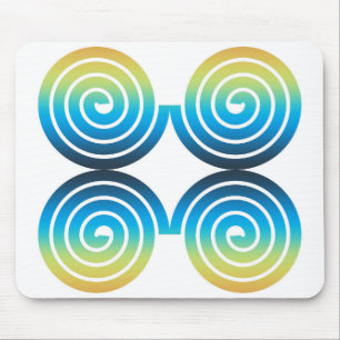 TAPIS DE SOURIS MOTIF BLEU VERT EN SPIRALES