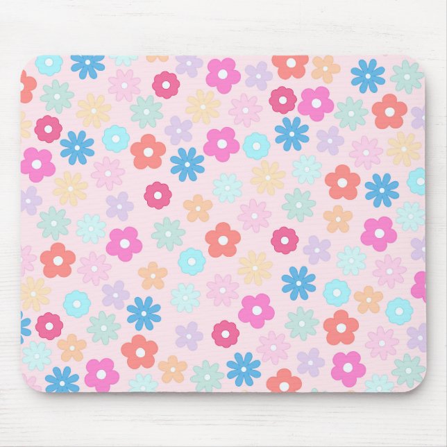 Tapis De Souris Motif Boho Rose Daisy Flowers (Devant)