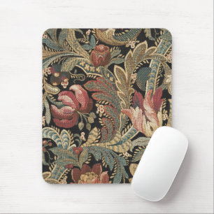 Tapis De Souris Motif botanique floral botanique vintage sombre et