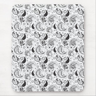 Tapis De Souris Motif cachemire noir et blanc – Art textile élégan