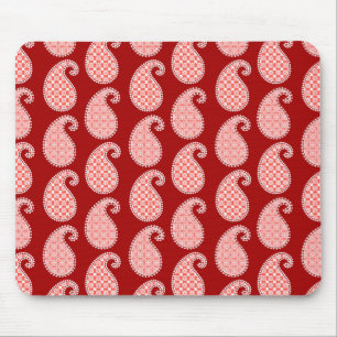 Tapis De Souris Motif cachemire, rouge foncé et blanc