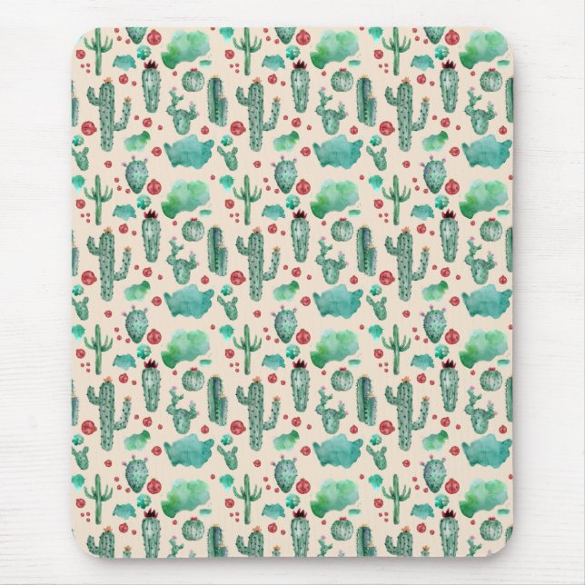 Tapis De Souris motif cactus et ladybug - arrière - plan beige (Devant)