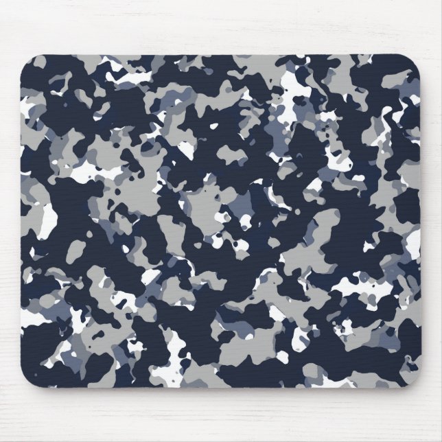 Tapis De Souris Motif camouflage bleu gris blanc (Devant)