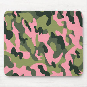 Tapis De Souris Motif camouflage de l'armée rose vert Country