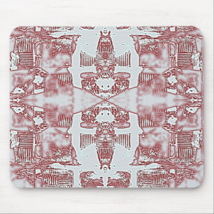 Tapis De Souris Motif Carré Rouge Et Argent