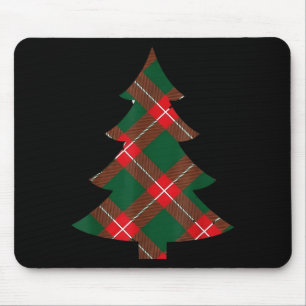 Tapis De Souris Motif carreau d'arbre de Noël Rouge Vert Vacances 