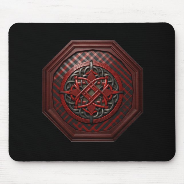 Tapis De Souris Motif celtique à damier rouge et noir dans un cadr (Devant)