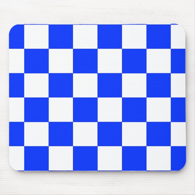 Tapis De Souris Motif chèque À damiers blanc bleu (Devant)
