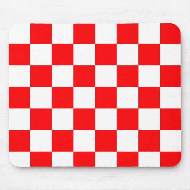 Tapis De Souris Motif chèque À damiers blanc rouge (Devant)