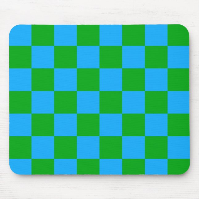 Tapis De Souris Motif chèque À damiers bleu vert (Devant)