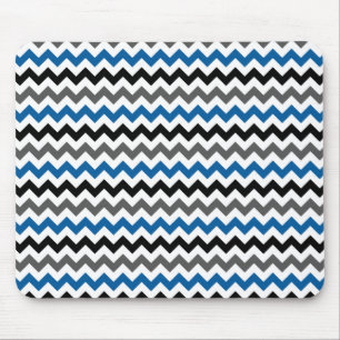 Tapis De Souris Motif Chevron Arrière - plan bleu gris noir blanc