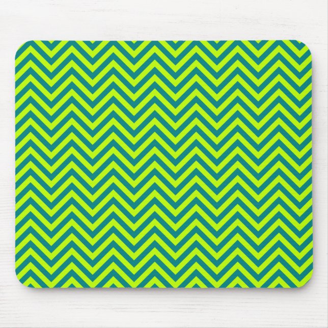 Tapis De Souris Motif Chevron Bleu Vert Et Vert Citron (Devant)
