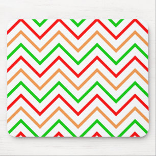 Tapis De Souris Motif Chevron Rouge, Orange et Vert
