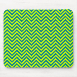 Tapis De Souris Motif Chevron turquoise et Lime Green