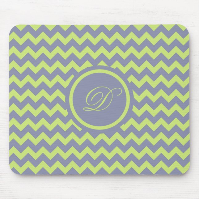 Tapis De Souris Motif Chevron Vert Et Gris Bleu (Devant)