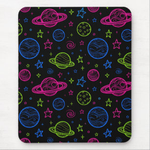 Tapis De Souris Motif ciel nocturne minimaliste néon espace et pla