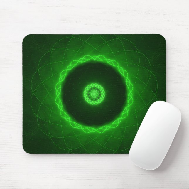 Tapis De Souris Motif circulaire abstrait vert néon (Avec souris)