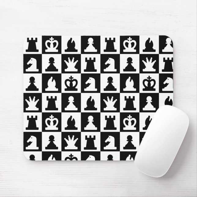 Tapis De Souris Motif classique de tableau d'échec noir et blanc (Avec souris)