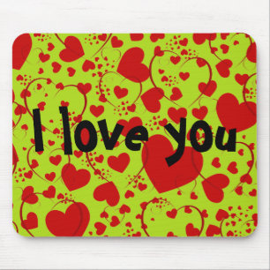 Tapis De Souris Motif CŒUR ART 5 + votre texte   vert clair