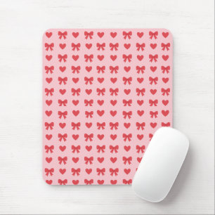 Tapis De Souris Motif Cœurs Roses et Rubans Doux