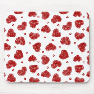 Tapis De Souris Motif coeurs rouges et blancs