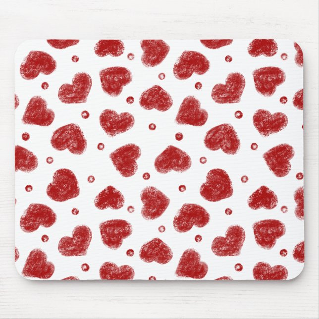 Tapis De Souris Motif coeurs rouges et blancs (Devant)