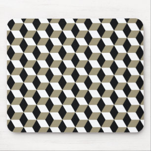 Tapis De Souris Motif Cubes 3D noir et blanc kaki