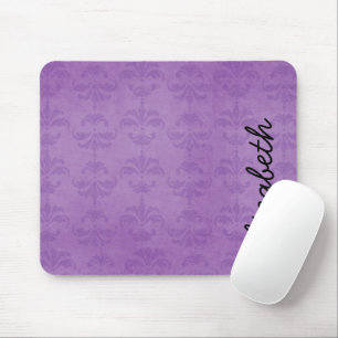 Tapis De Souris Motif Damas, Damas Violet, Votre Nom