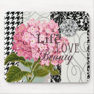 Tapis De Souris Motif damas décor floral Amour Vie