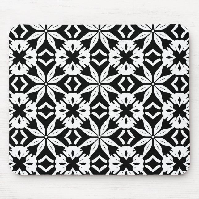 Tapis De Souris Motif Damas noir et blanc (Devant)