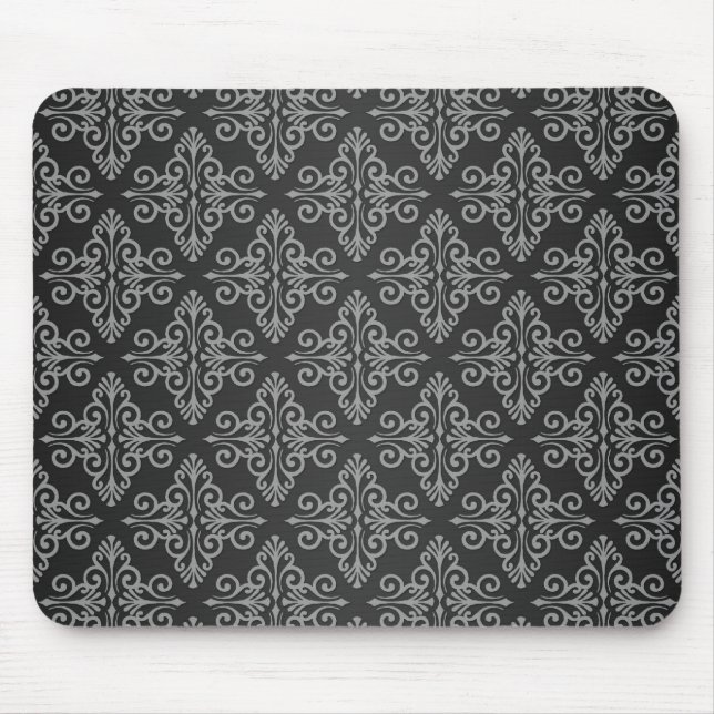 Tapis De Souris Motif damassé noir et blanc (Devant)