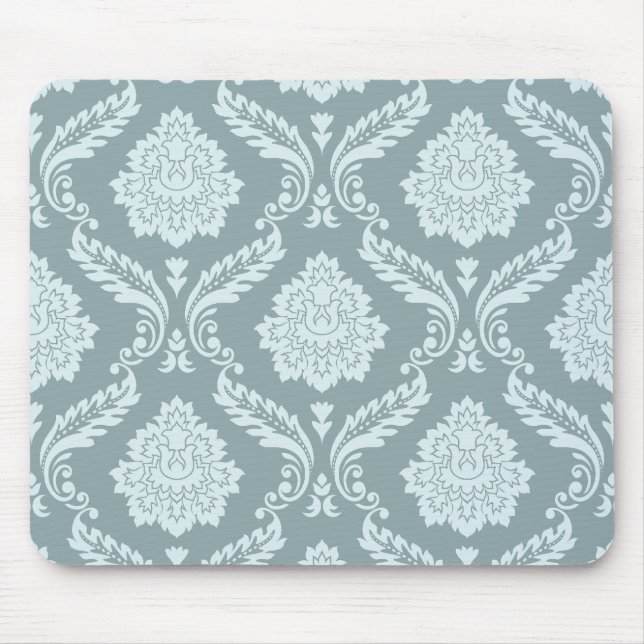 Tapis De Souris Motif damassé rococo œuf de canard bleu + sarcelle (Devant)
