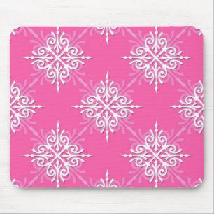 Tapis De Souris Motif damassé rose et blanc féminin