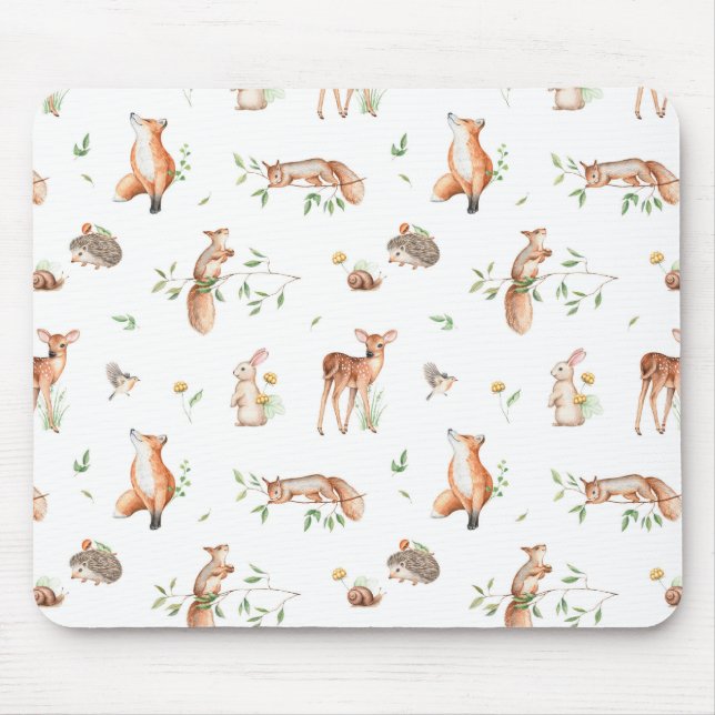 Tapis De Souris Motif d'amis animaux de bois mignon (Devant)