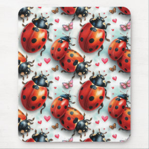 Tapis De Souris Motif d'amour de coccinelle pour la Saint-Valentin