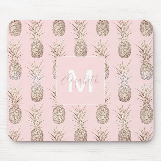 Tapis De Souris Motif d'ananas doré et broussailleux (Devant)