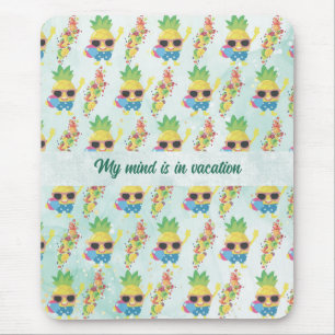 Tapis De Souris Motif d'ananas Tropical Cute + texte personnalisé