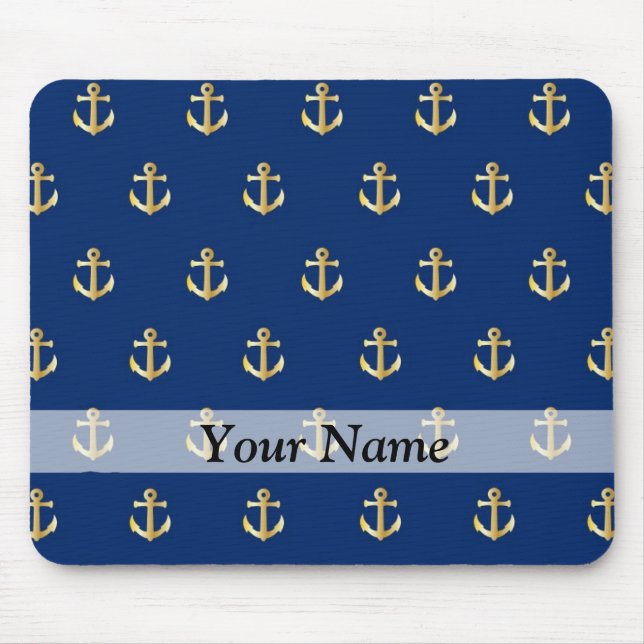 Tapis De Souris Motif d'ancrage bleu (Devant)