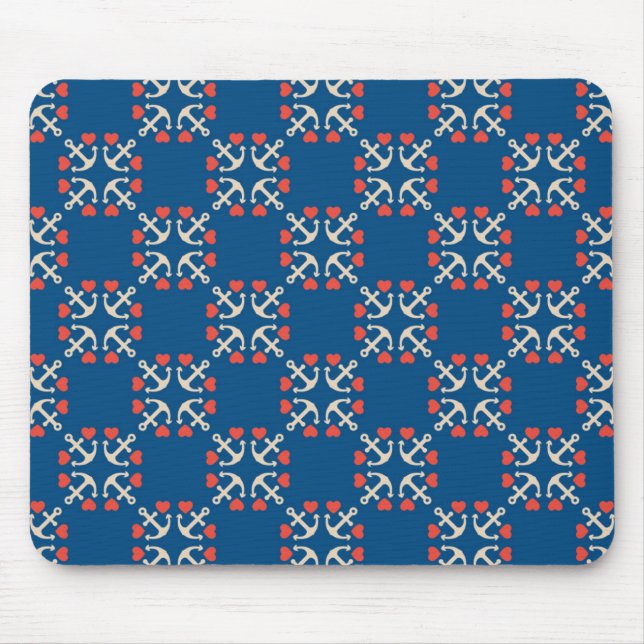 Tapis De Souris Motif d'Ancre et de coeur (Devant)