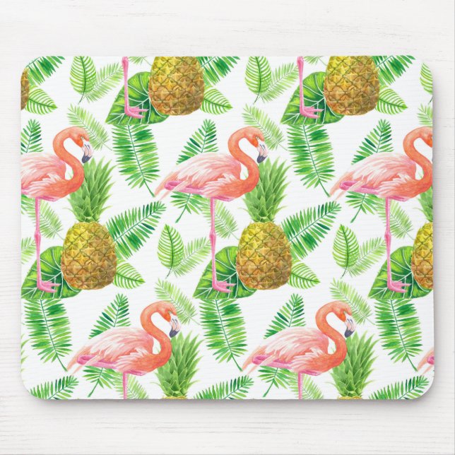 Tapis De Souris Motif d'aquarelle de jardin tropical (Devant)