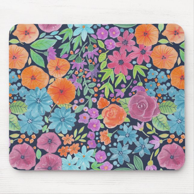 Tapis De Souris Motif d'aquarelle florale (Devant)